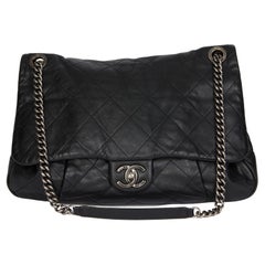 CHANEL Black Quilted Lambskin Coco Pleats Flap Bag