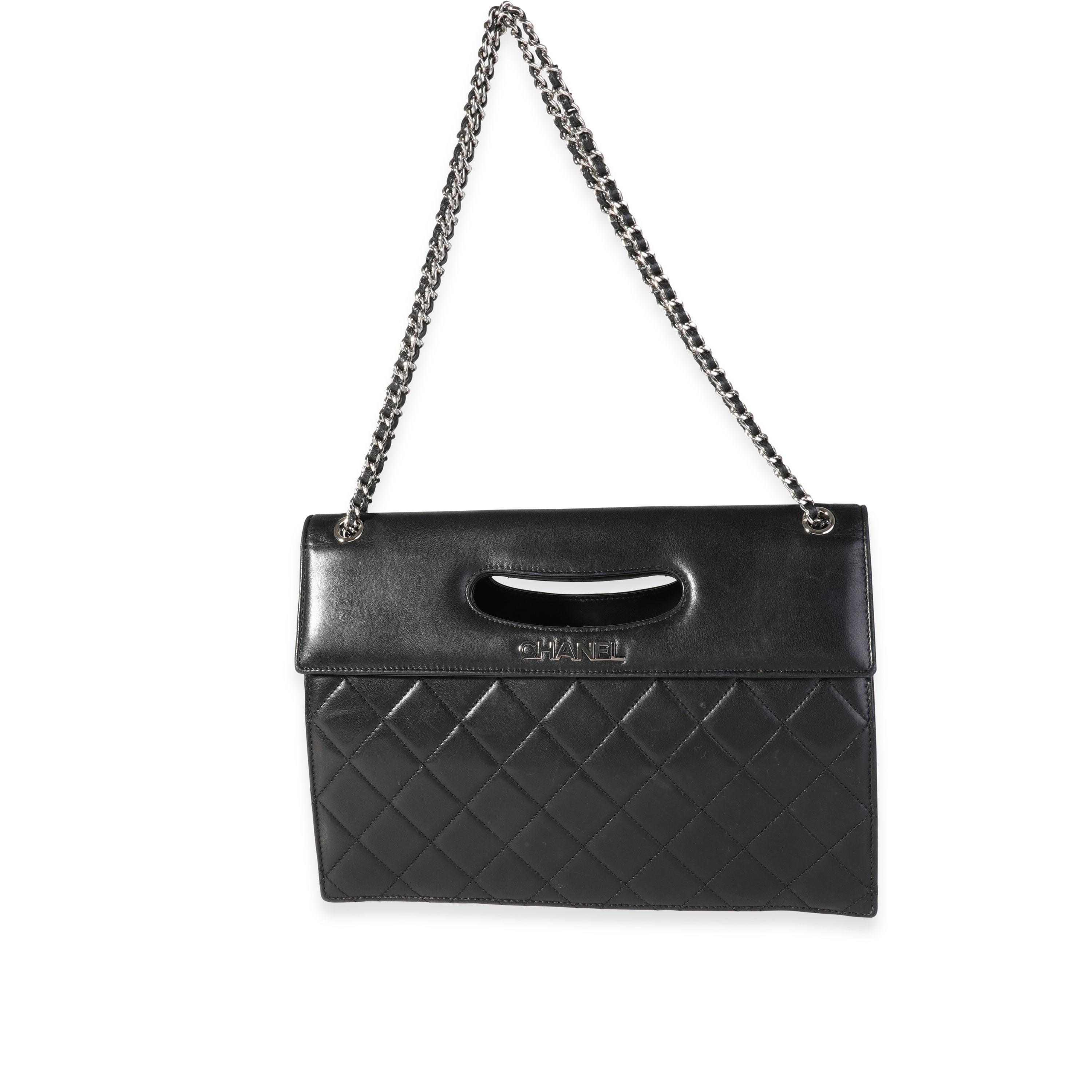 Listing Title: Chanel Black Quilted Lambskin Cut-Out Frame Clutch With Chain
SKU: 119438
Condition: Pre-owned (3000)
Handbag Condition: Very Good
Condition Comments: Minor scratches throughout leather. Light mark at exterior back corner.
Brand: