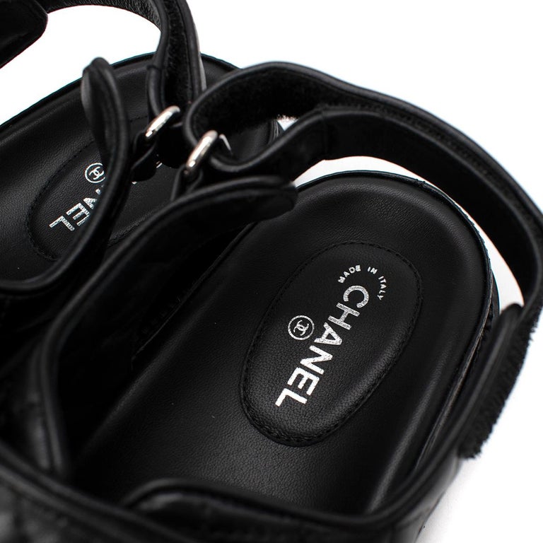dad sandals black patent lambskin