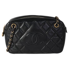 Chanel Black Quilted Lambskin Diamond Camera Bag