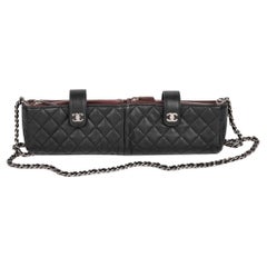 CHANEL Black Quilted Lambskin Double Pouch-on-Chain POC