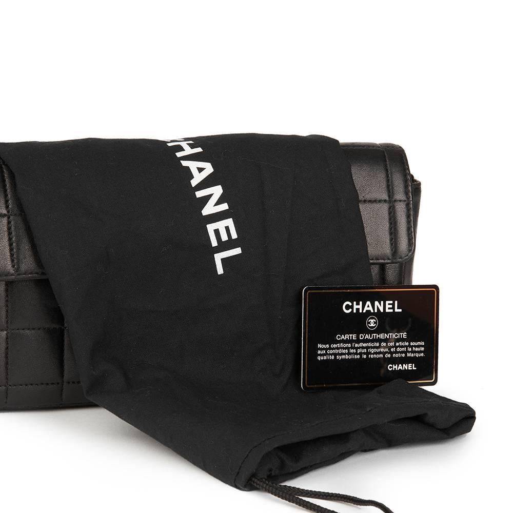 2003 Chanel Black Quilted Lambskin East West Chocolate Bar Flap Bag  2