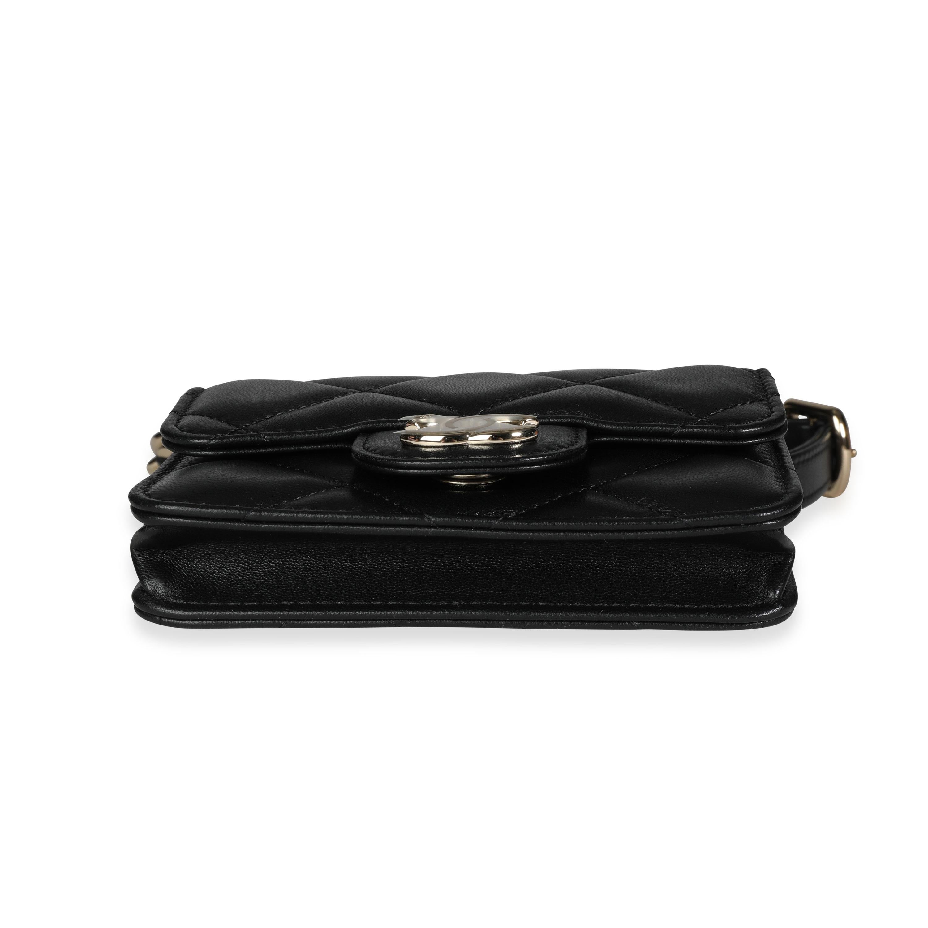 Chanel Black Quilted Lambskin Elegant Chain Mini  Belt Bag 2