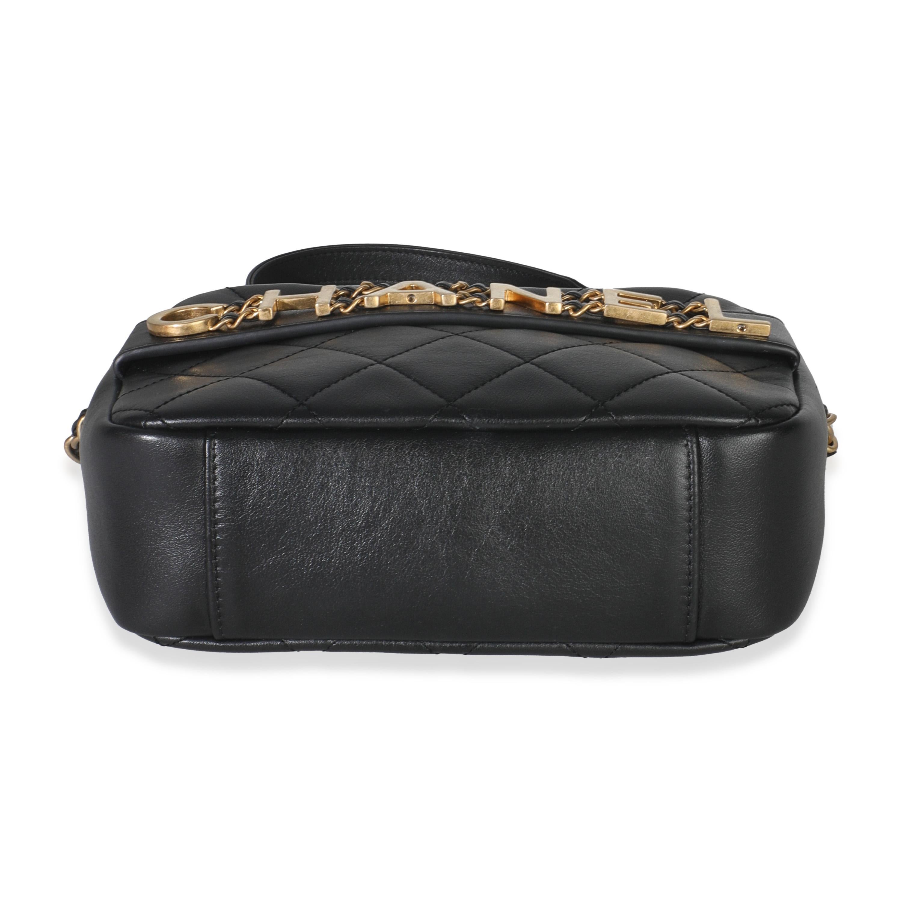 Chanel Black Quilted Lambskin Enchained Logo Chain Camera Case en vente 3