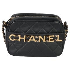Chanel Black Quilted Lambskin Enchained Logo Chain Camera Case