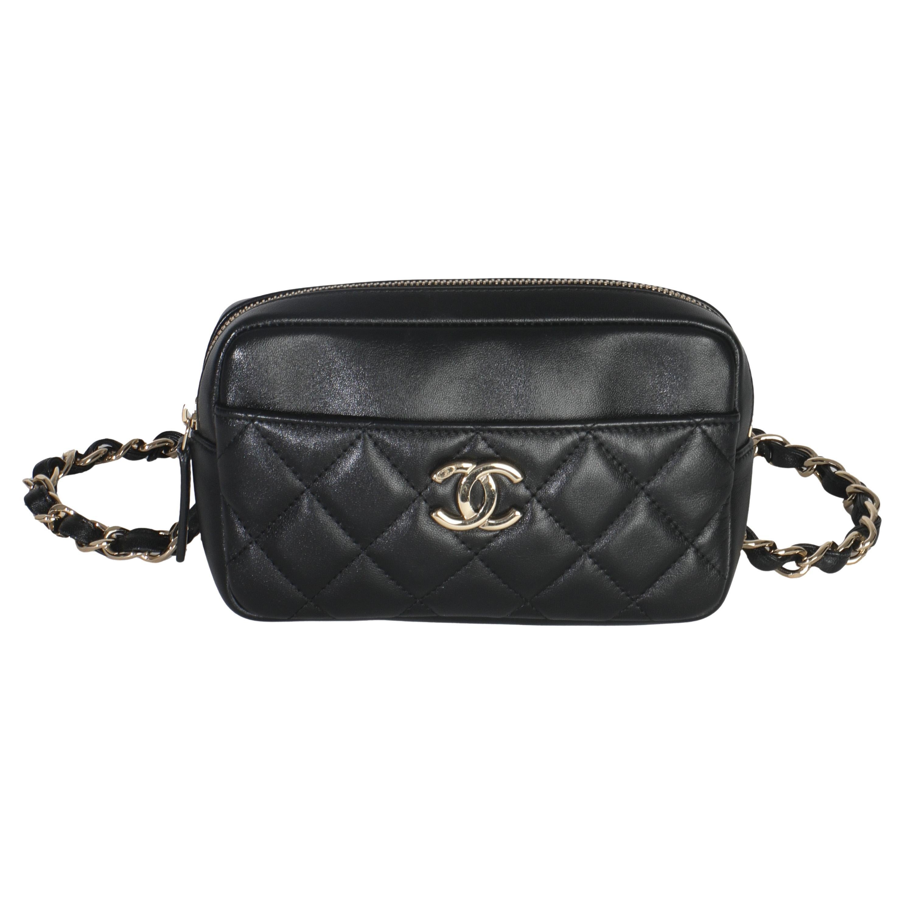 Chanel Black Quilted Lambskin Front Pocket Belt Bag