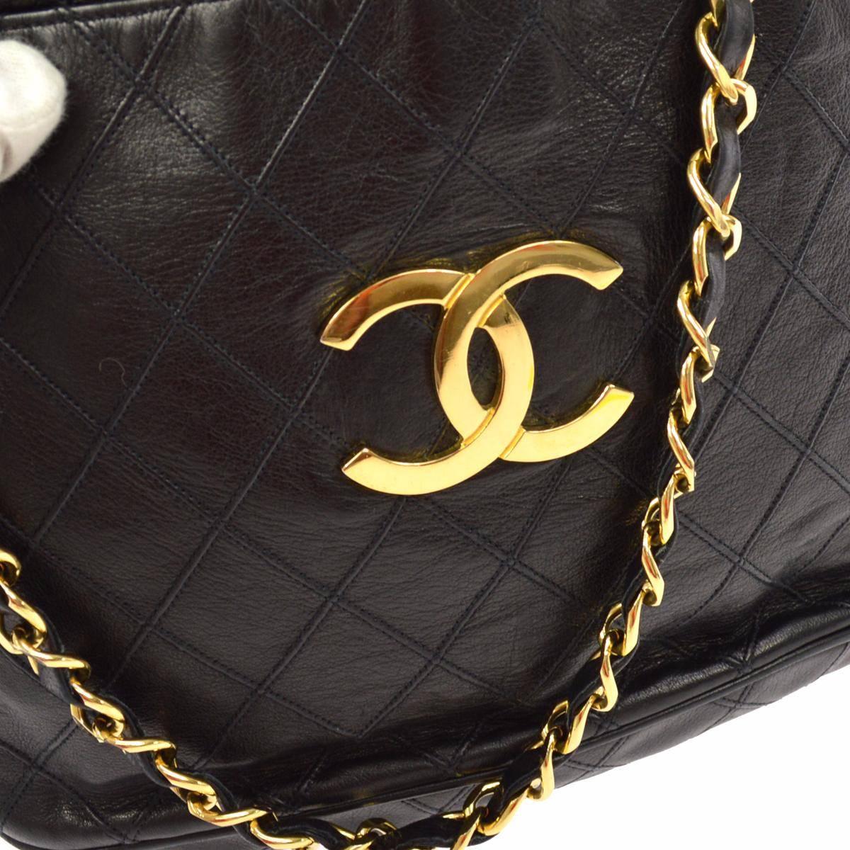 Women's Chanel Black Quilted Lambskin Gold Toned 