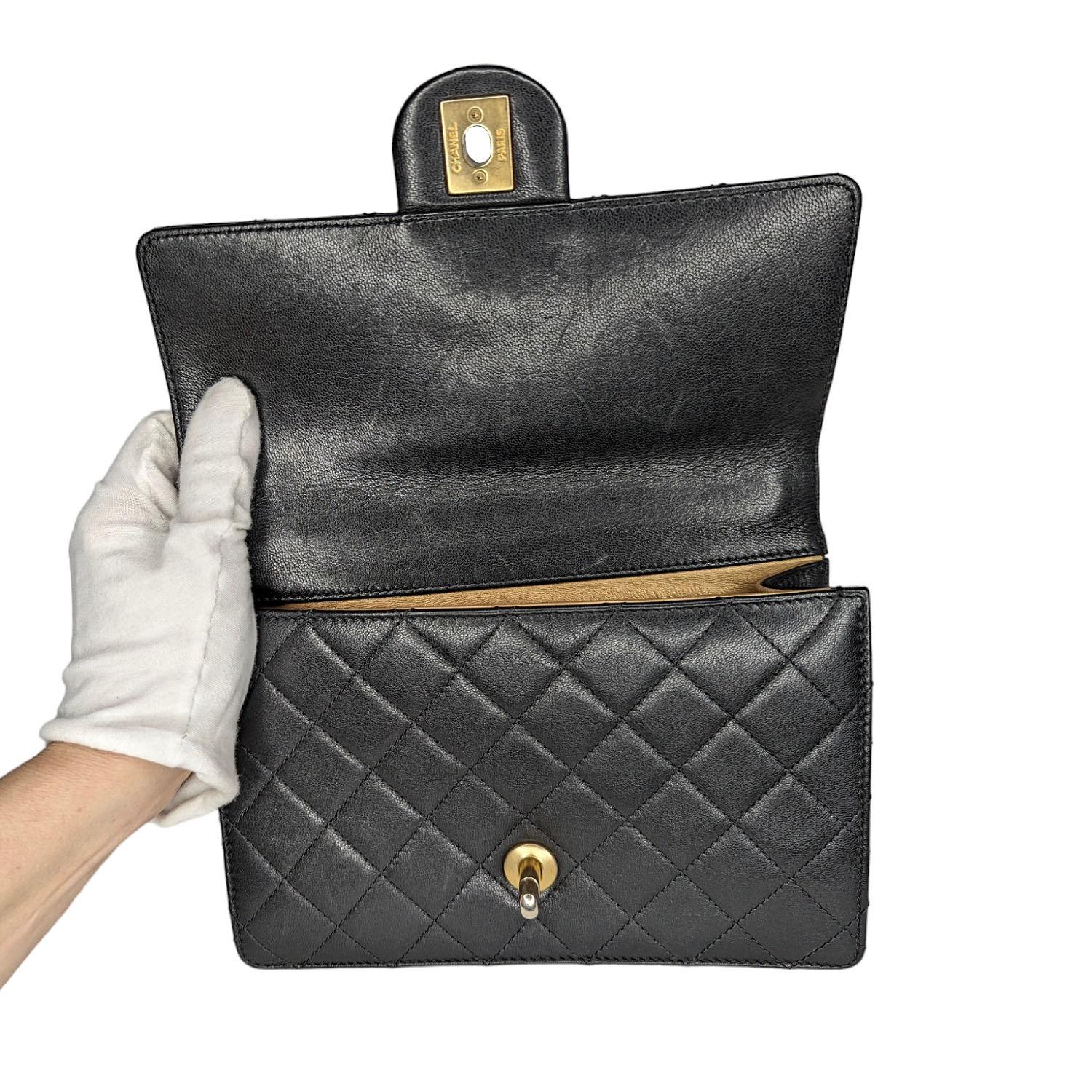 Chanel Black Quilted Lambskin & Imitation Pearls Flap Bag 2