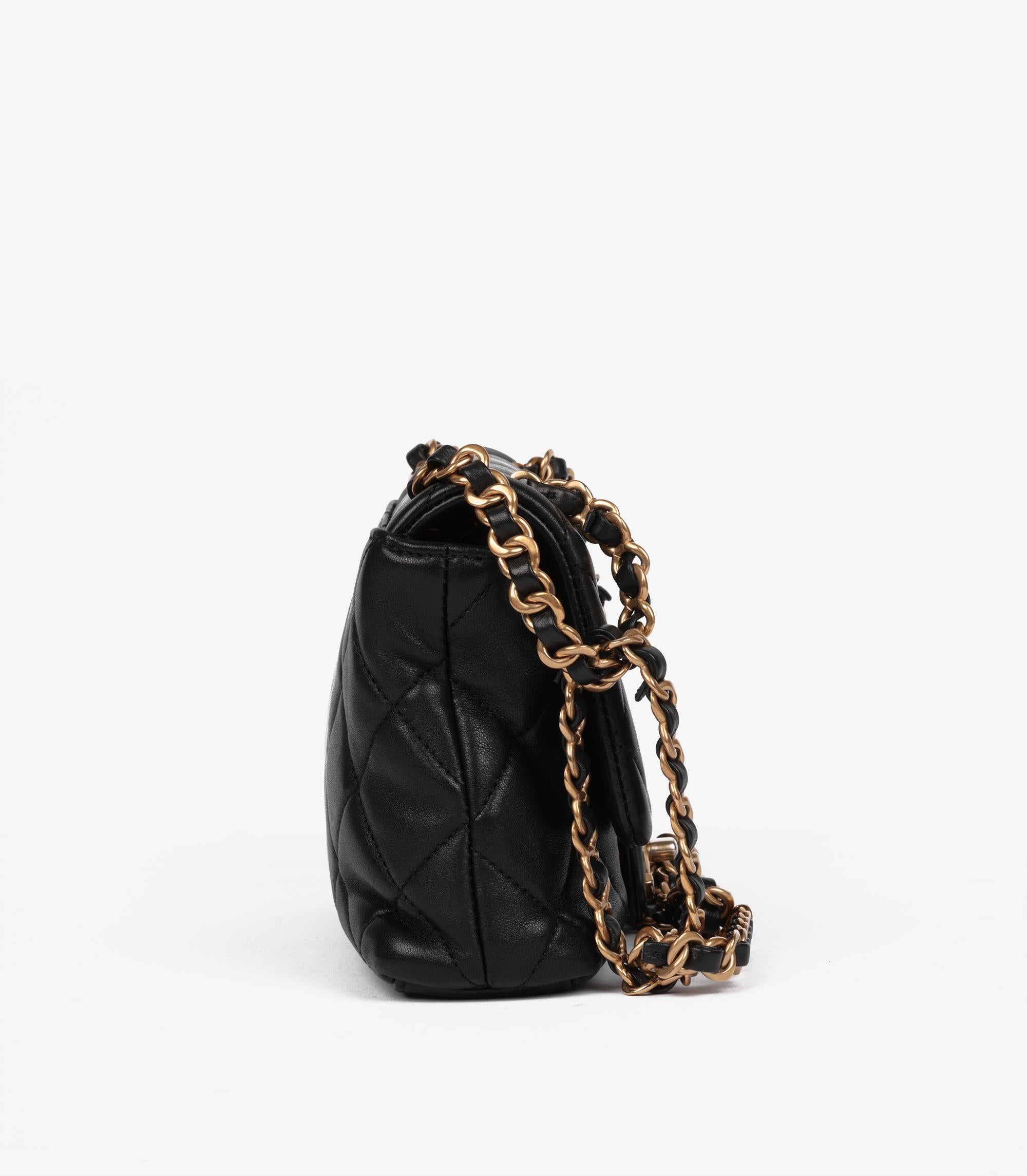 Chanel Schwarz gesteppt Lammfell verflochtene kleine klassische einzelne Klappe Tasche im Zustand „Hervorragend“ im Angebot in Bishop's Stortford, Hertfordshire