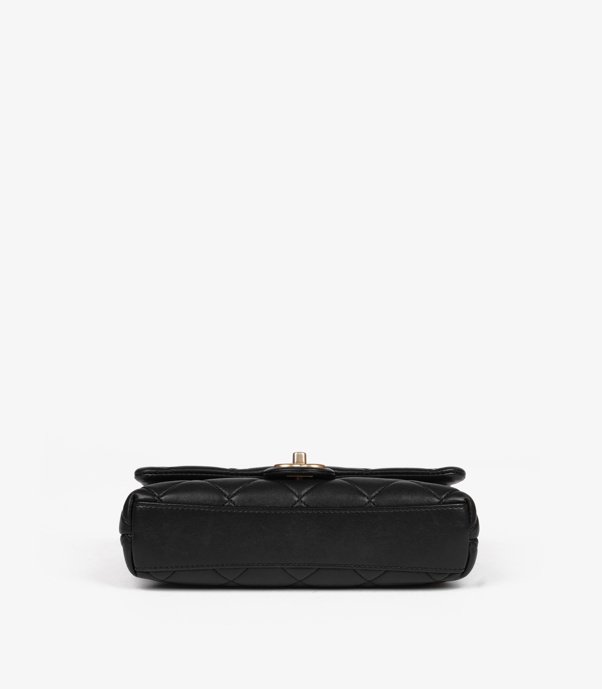Chanel Schwarz gesteppt Lammfell verflochtene kleine klassische einzelne Klappe Tasche im Angebot 2