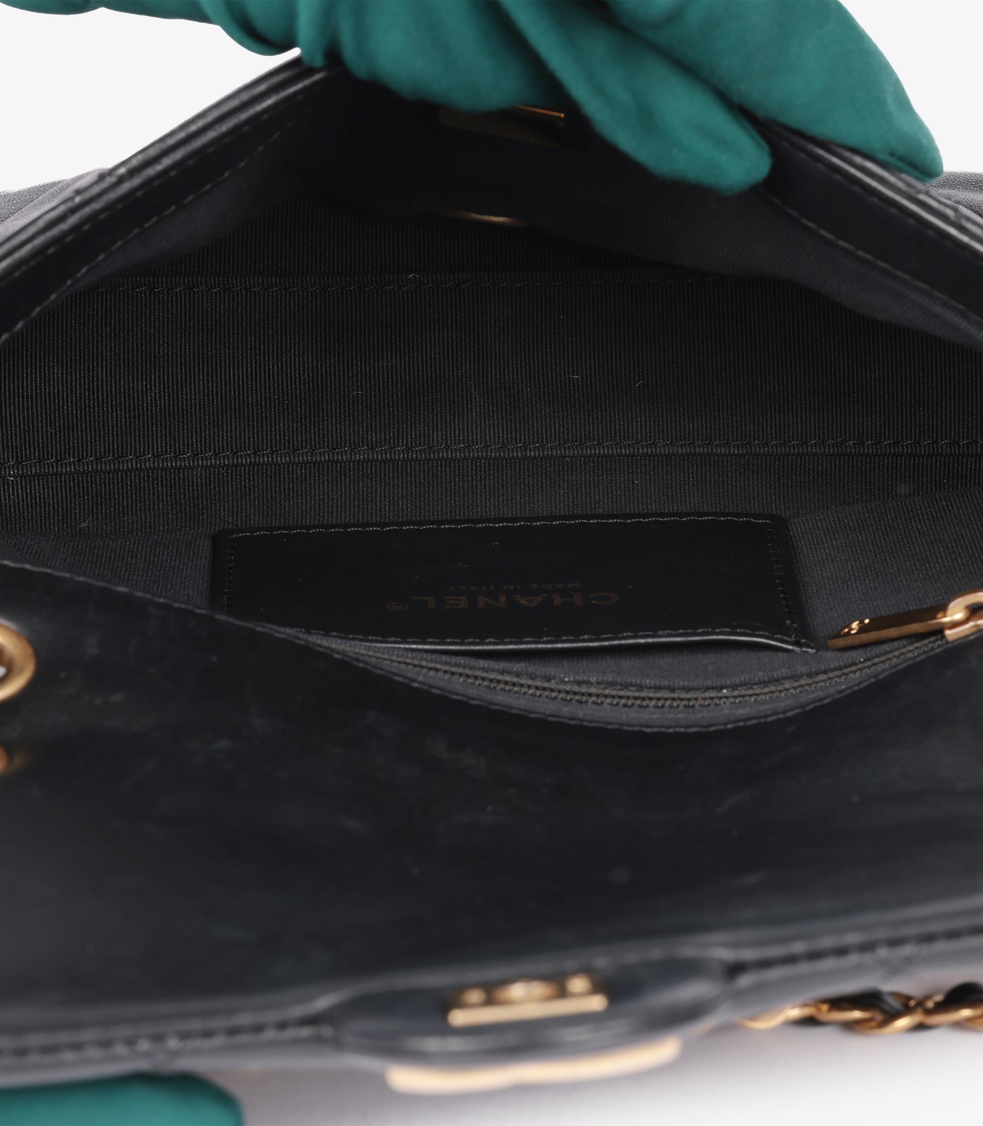 Chanel Schwarz gesteppt Lammfell verflochtene kleine klassische einzelne Klappe Tasche im Angebot 3