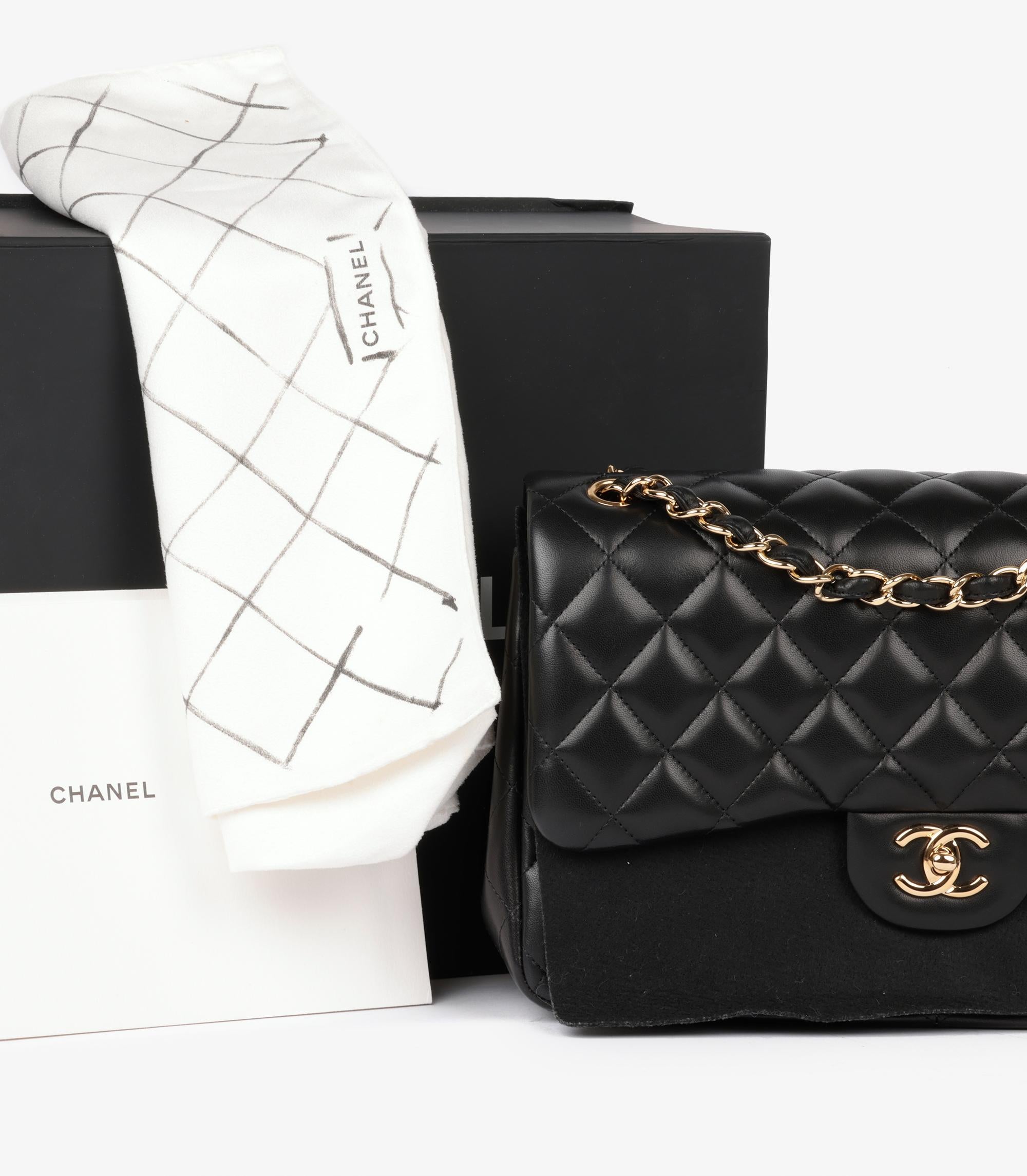 Chanel Black Quilted Lambskin Jumbo Classic Double Flap Bag 9