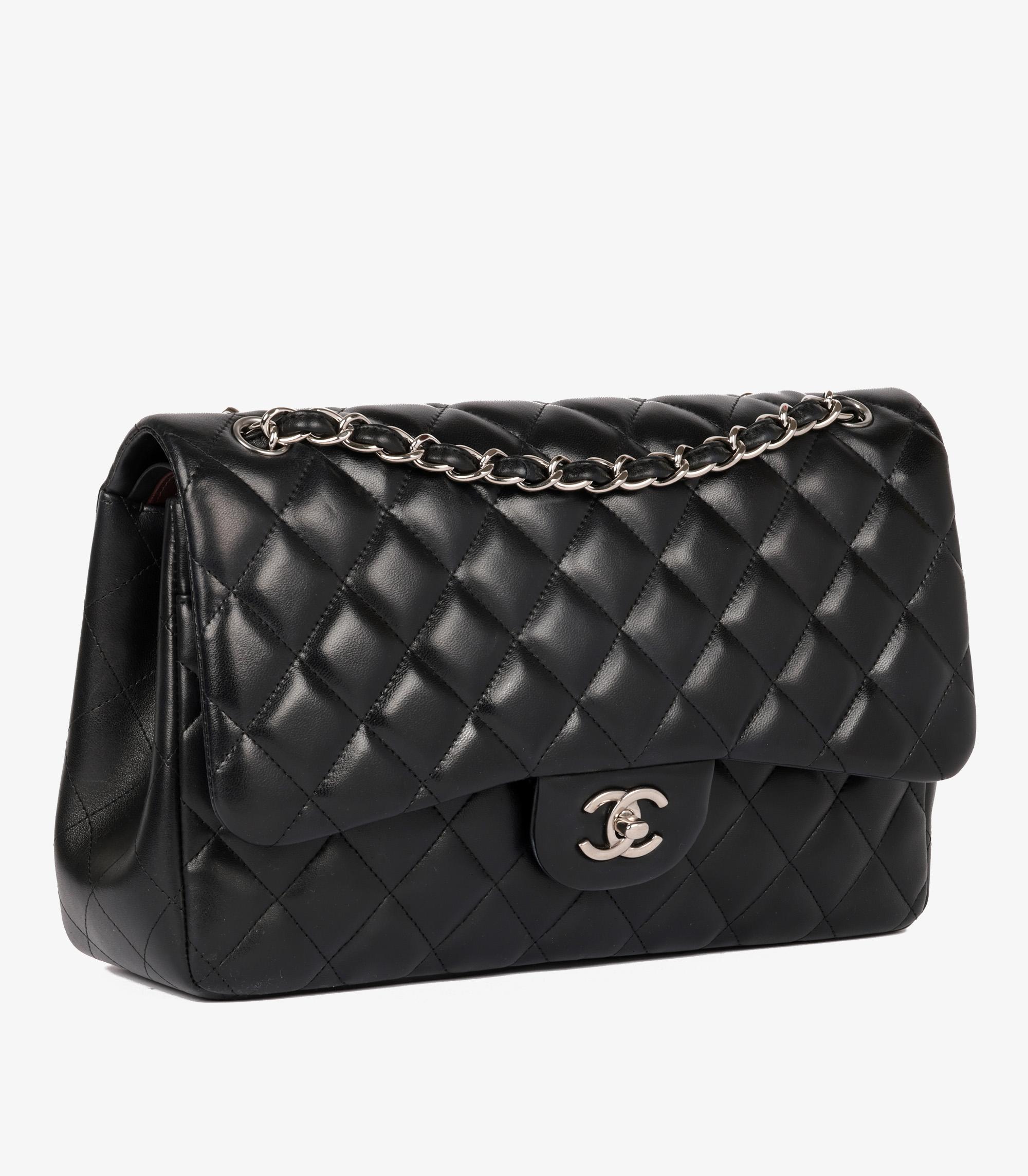 Chanel Black Quilted Lambskin Jumbo Classic Double Flap Bag In Excellent Condition For Sale In Bishop's Stortford, Hertfordshire
