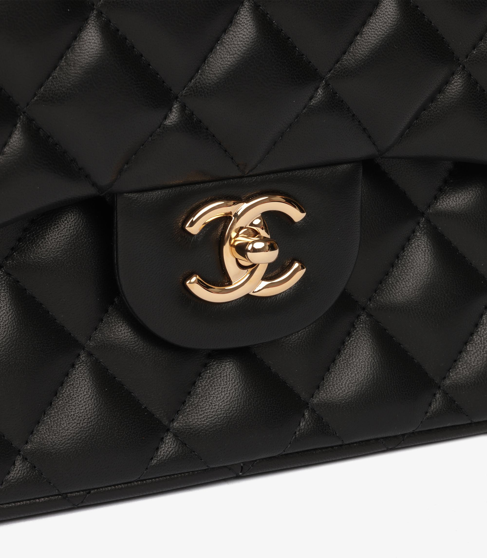 Women's or Men's Chanel Black Quilted Lambskin Jumbo Classic Double Flap Bag