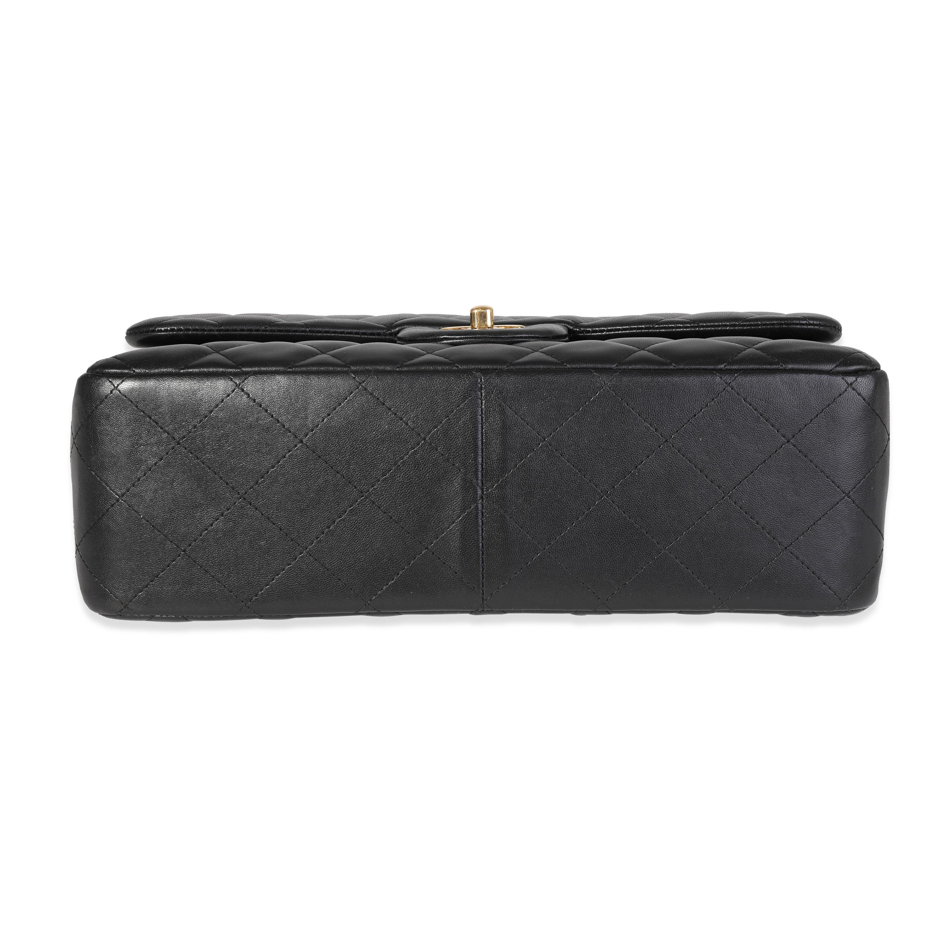 Chanel Black Quilted Lambskin Jumbo Classic Double Flap Bag For Sale 3