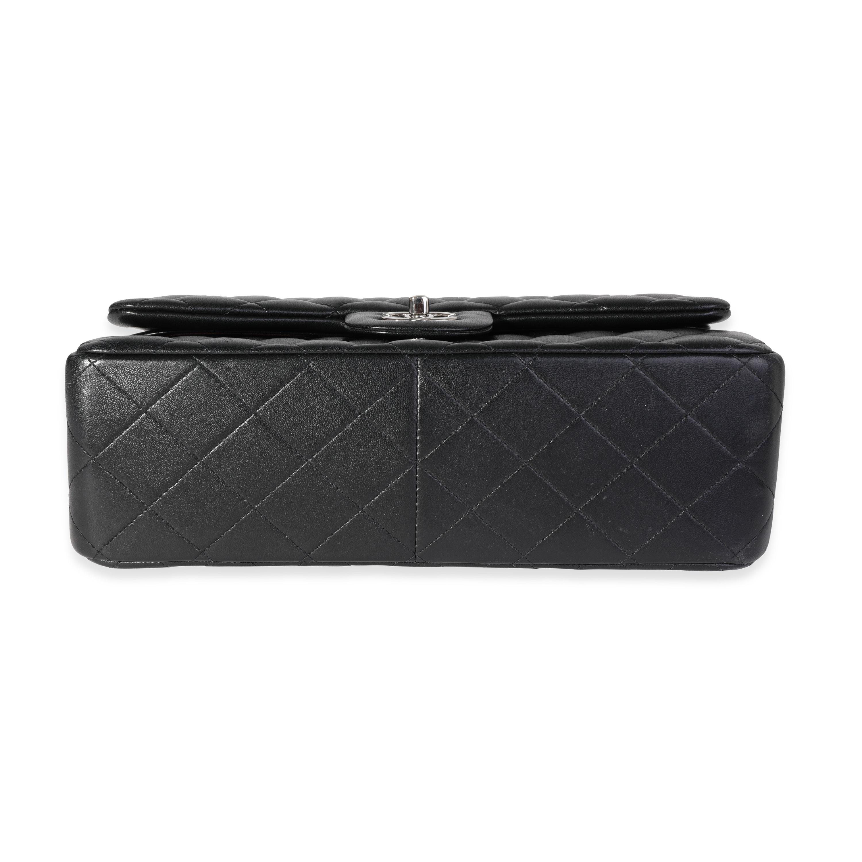 Chanel Black Quilted Lambskin Jumbo Classic Double Flap Bag For Sale 2