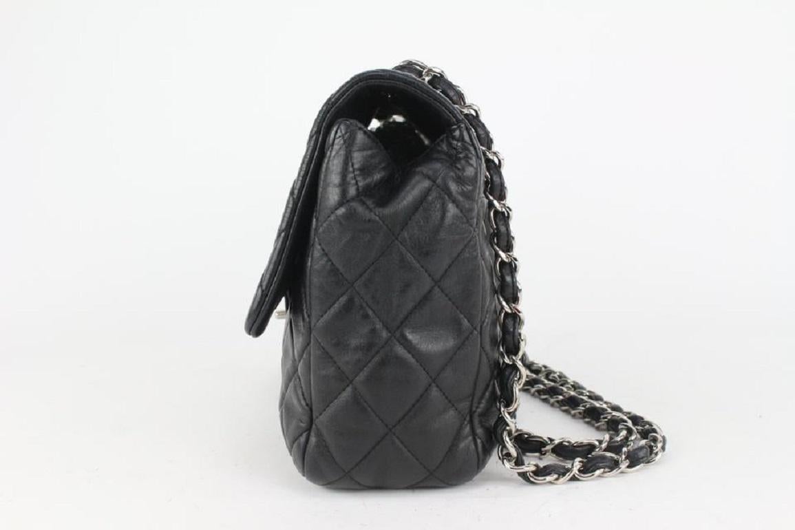 Chanel Black Quilted Lambskin Jumbo Classic Flap Silver 169cas712 For Sale 6