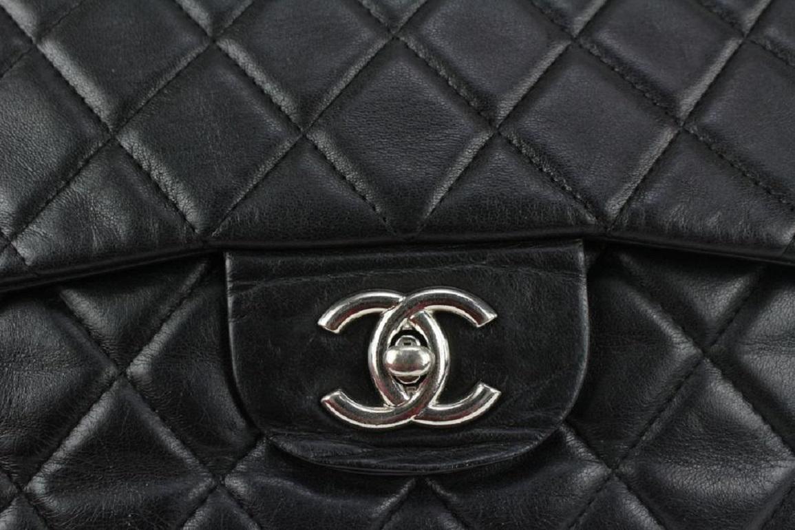 Chanel Black Quilted Lambskin Jumbo Classic Flap Silver 169cas712 For Sale 3