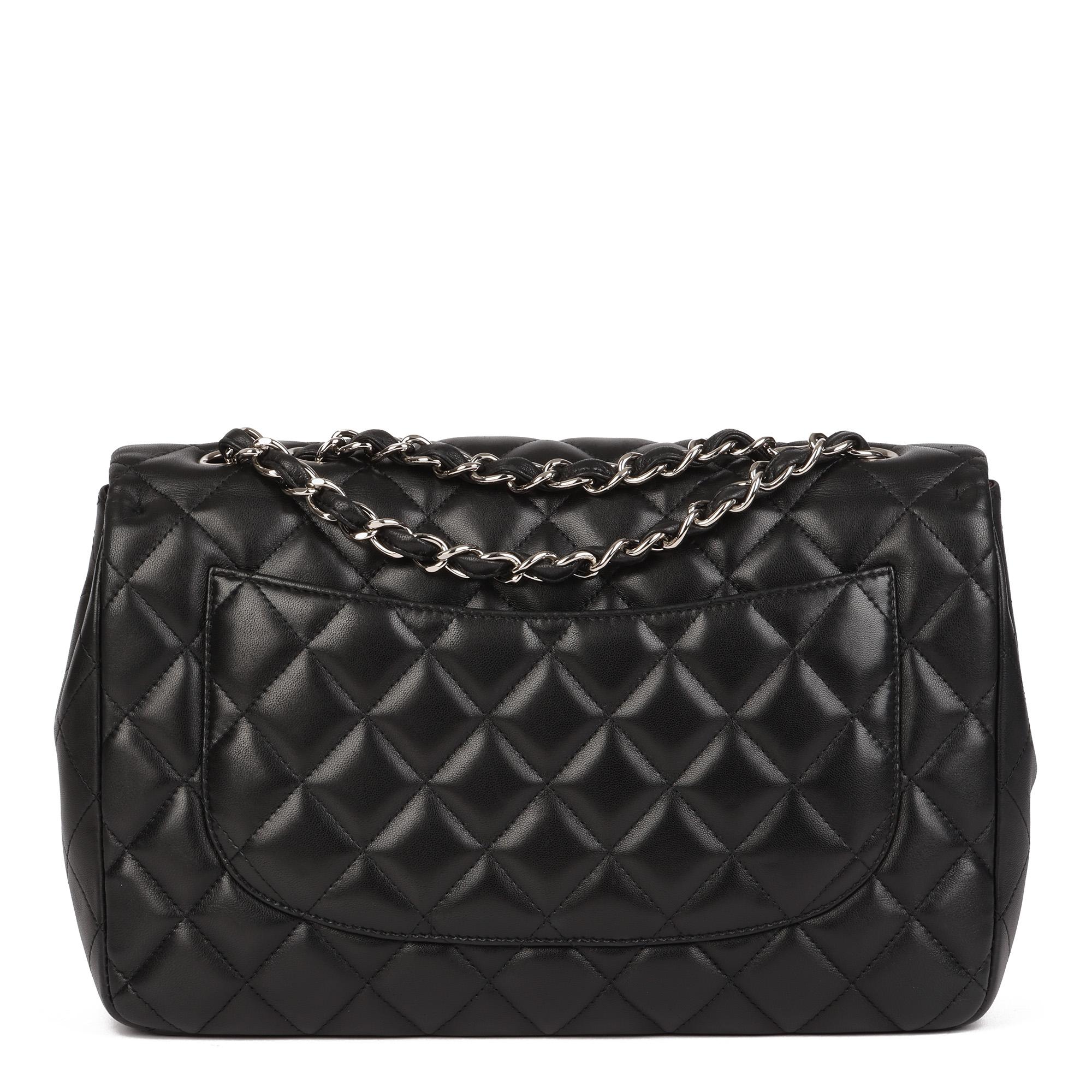 Chanel Black Quilted Lambskin Jumbo Classic Single Flap Bag 5