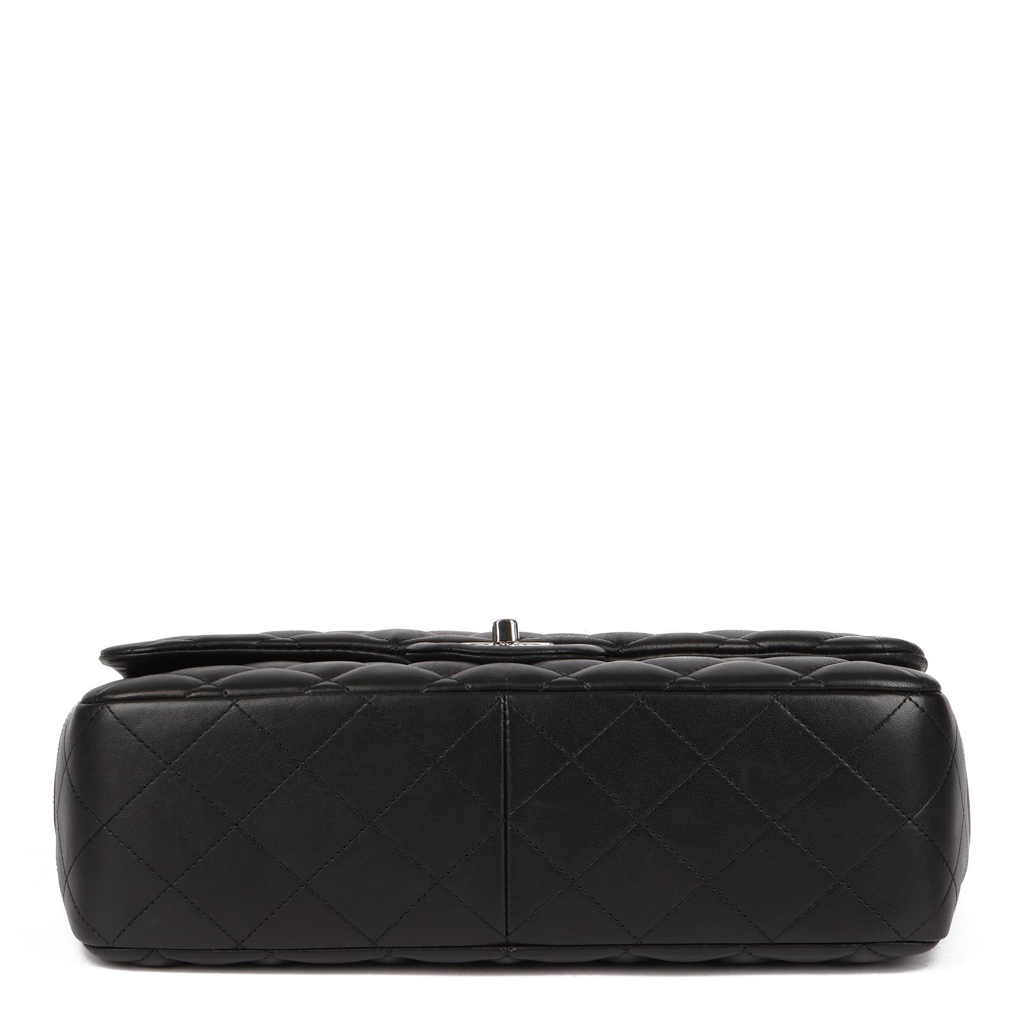 Chanel Black Quilted Lambskin Jumbo Classic Single Flap Bag 6