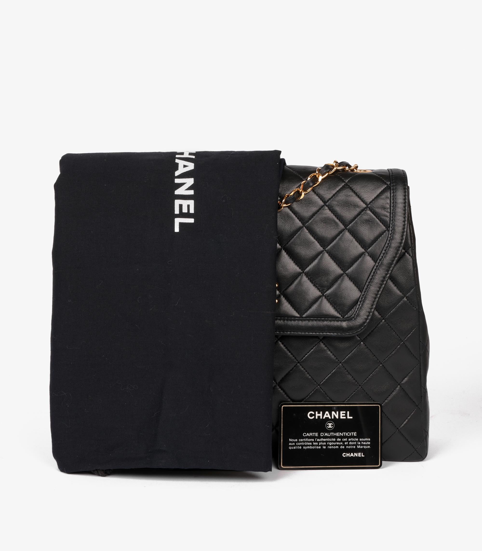 Chanel Black Quilted Lambskin Jumbo Classic Single Flap Bag For Sale 7