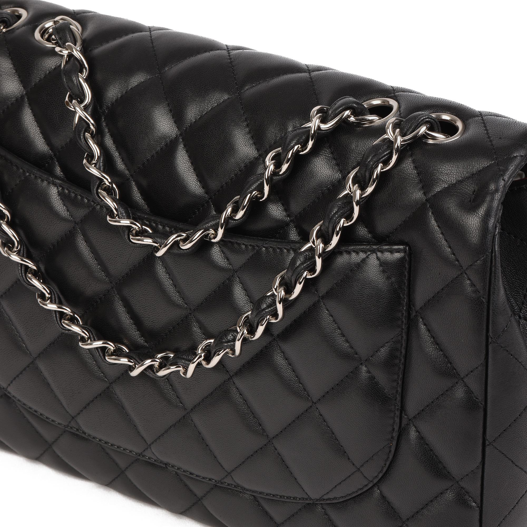 Chanel Black Quilted Lambskin Jumbo Classic Single Flap Bag 8
