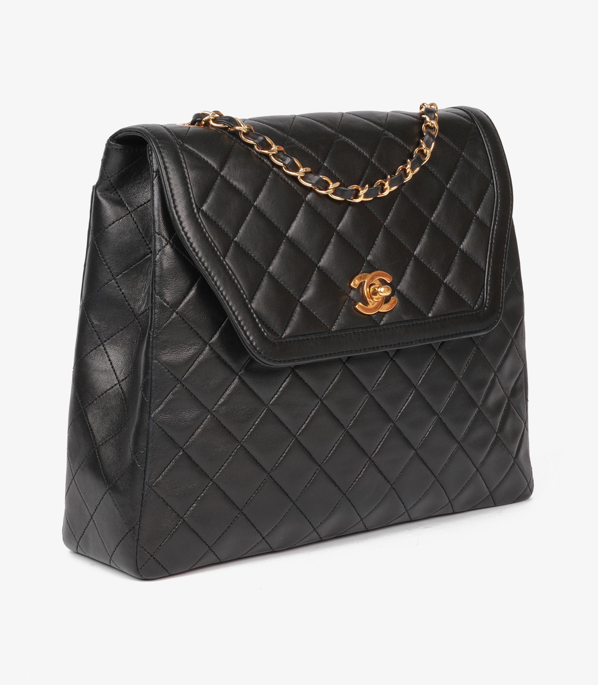 Nero Borsa Chanel nera trapuntata in pelle di agnello Jumbo Classic con patta singola in vendita