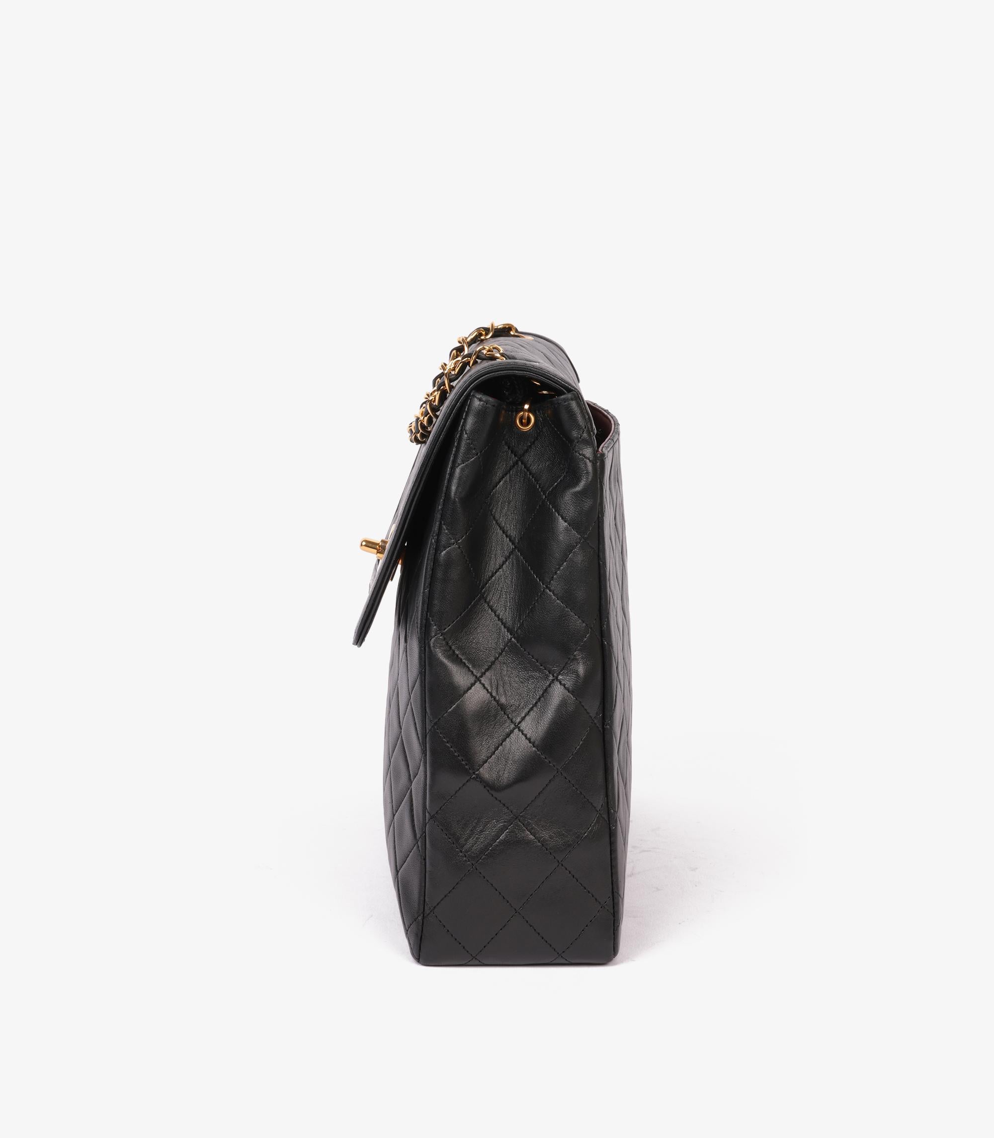 Chanel Black Quilted Lambskin Jumbo Classic Single Flap Bag For Sale 2