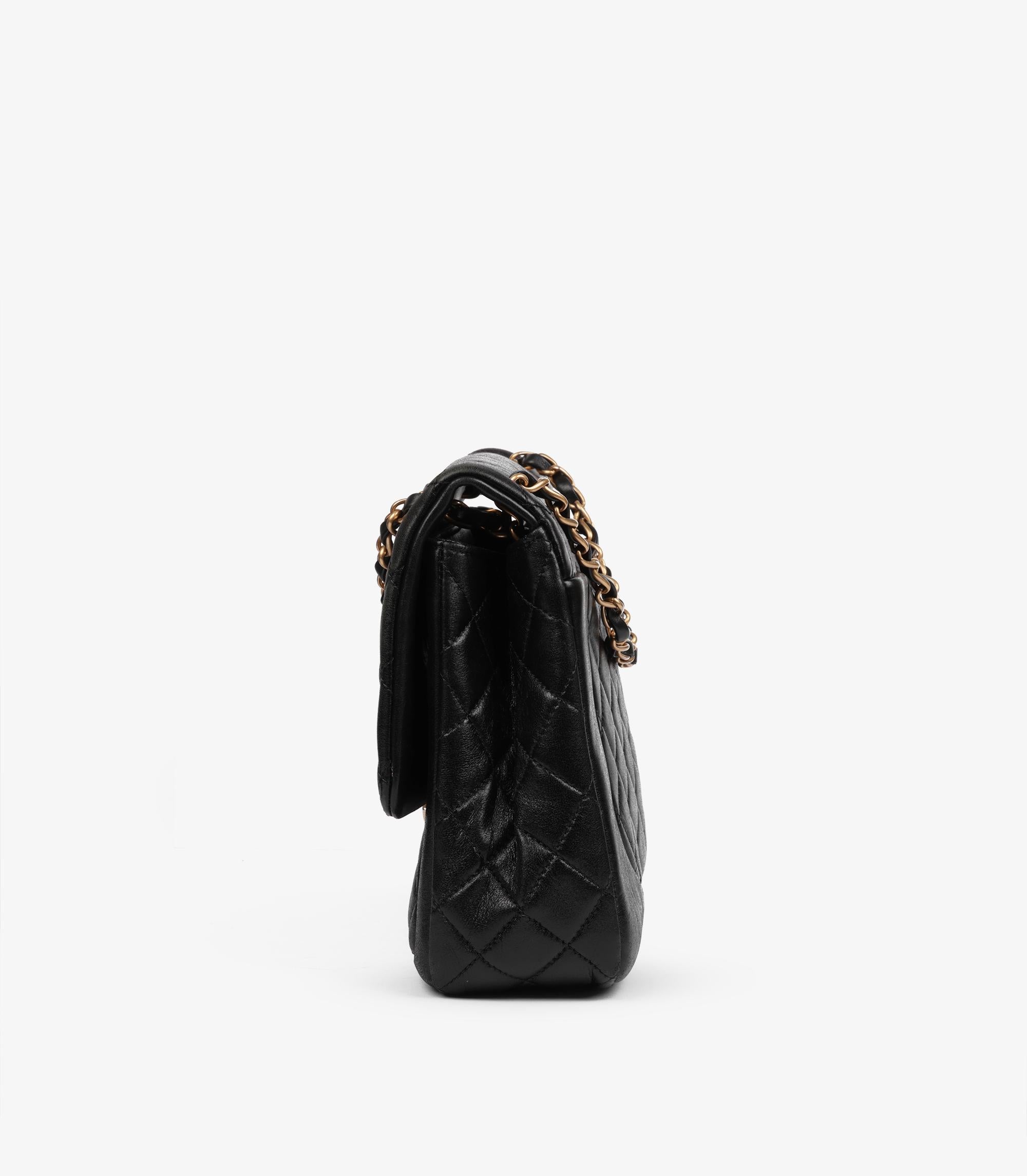 Chanel Schwarzes gestepptes Lammleder Jumbo Classic Single Flap Tasche im Angebot 2