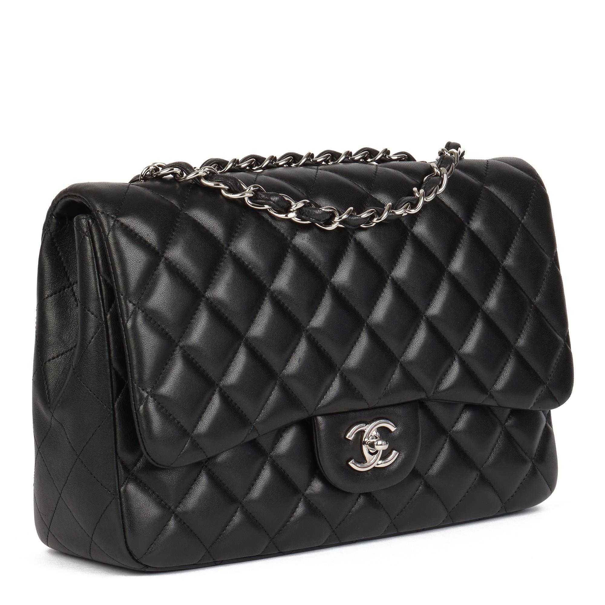Chanel Black Quilted Lambskin Jumbo Classic Single Flap Bag 2