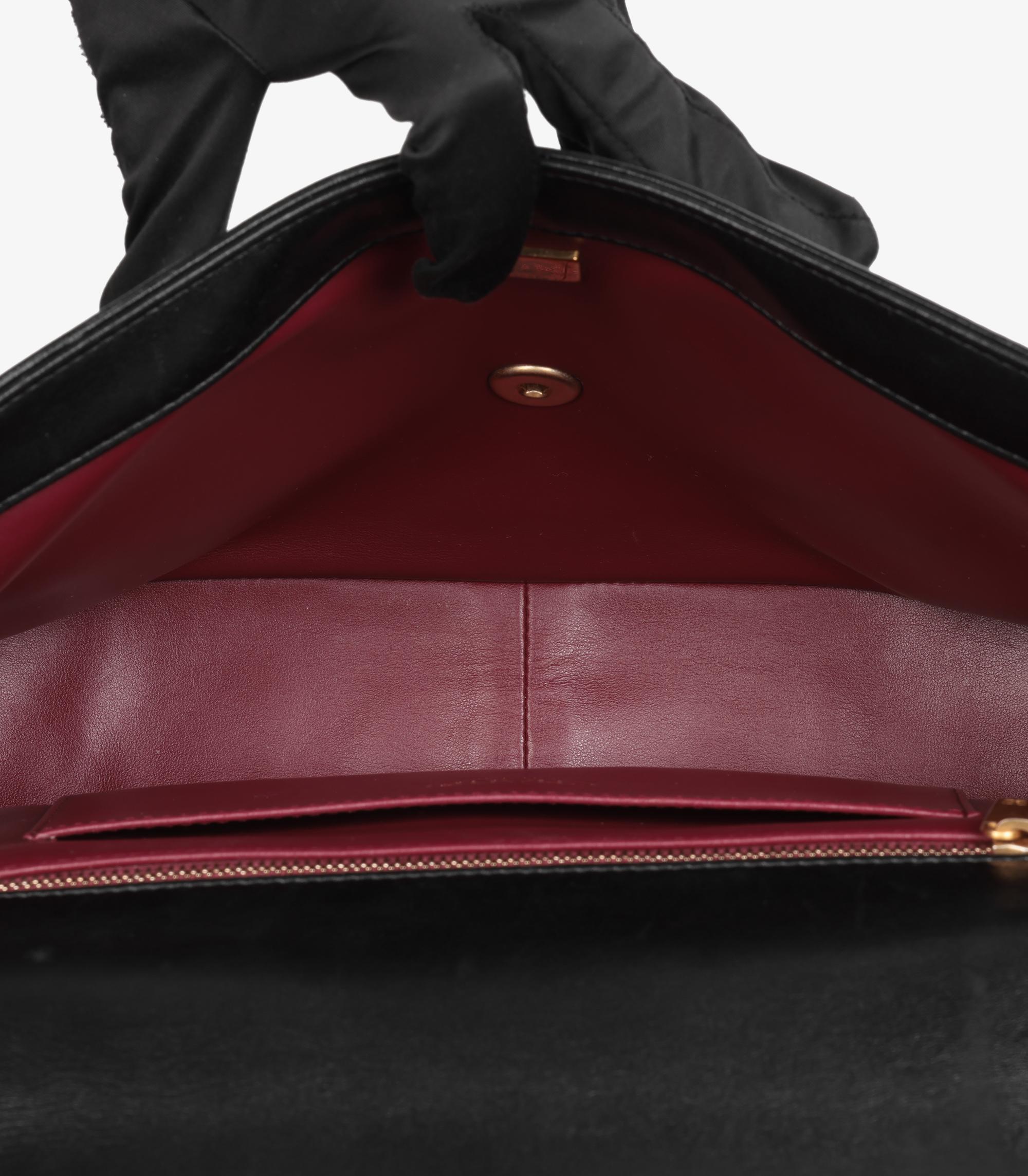 Chanel Schwarzes gestepptes Lammleder Jumbo Classic Single Flap Tasche im Angebot 4