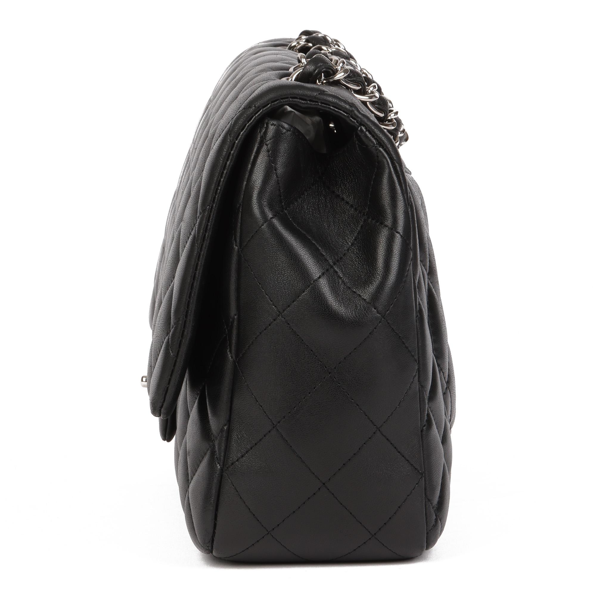 Chanel Black Quilted Lambskin Jumbo Classic Single Flap Bag 4