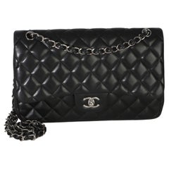 Chanel Black Quilted Lambskin Jumbo Double Flap Bag