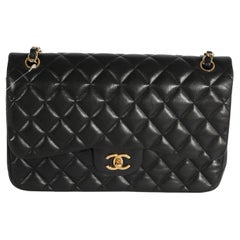 Chanel Black Quilted Lambskin Jumbo Double Flap Bag