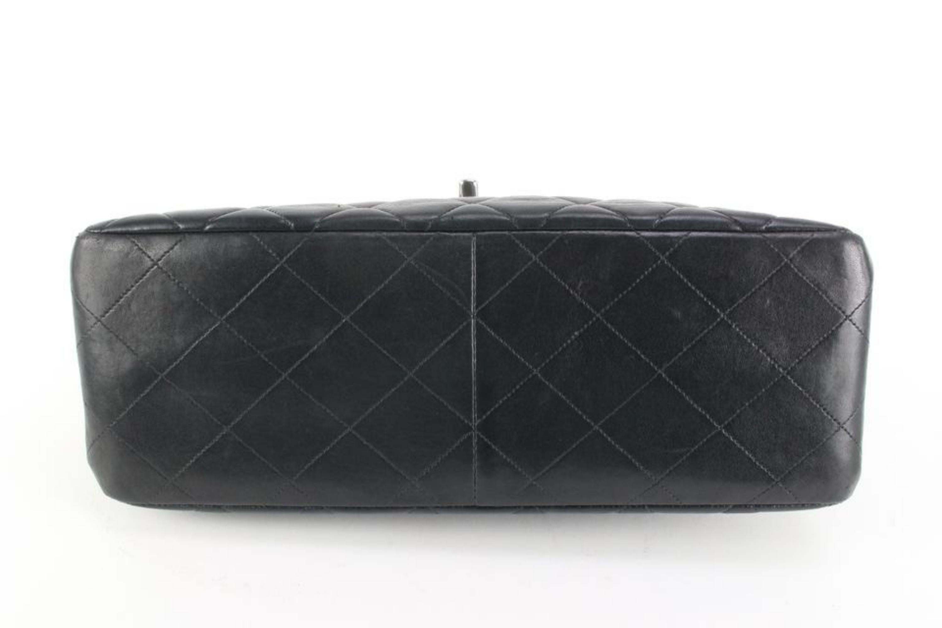 Chanel Black Quilted Lambskin Jumbo Double Flap Classic Bag 55cz55s For Sale 2