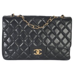 Chanel Black Quilted Lambskin Jumbo Single Flap Bag