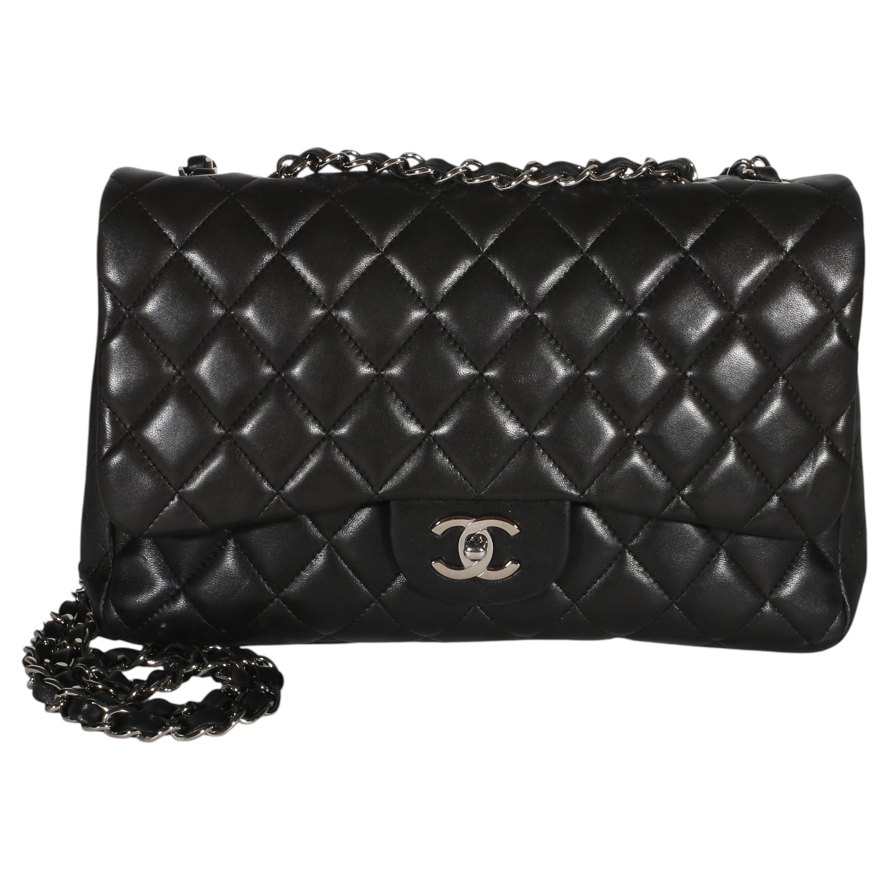 Chanel Black Quilted Lambskin Small Classic Double Flap Bag For Sale at ...
