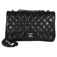 Chanel Black Quilted Lambskin Jumbo Single Flap Bag