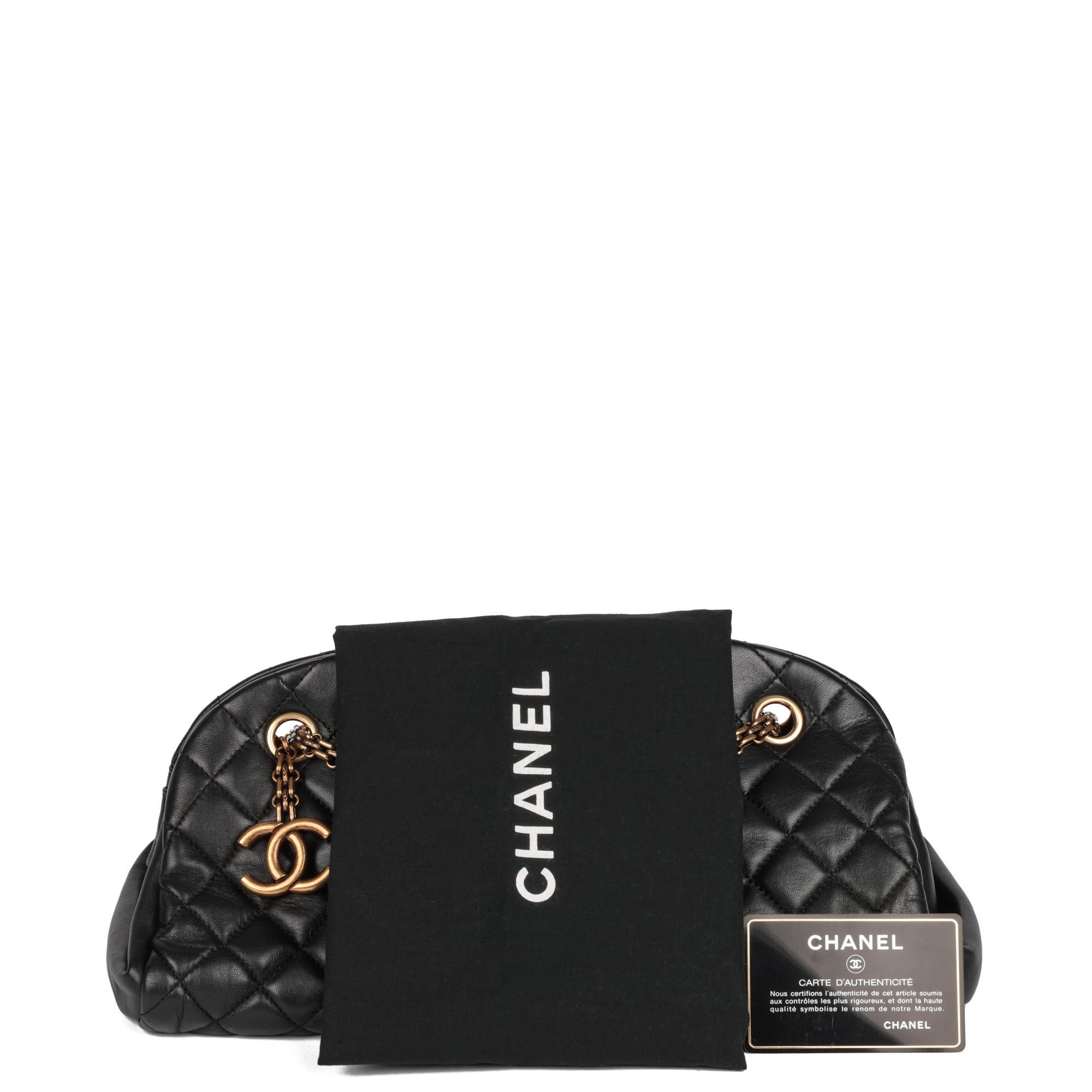 CHANEL Black Quilted Lambskin Just Mademoiselle Bowling Bag 7