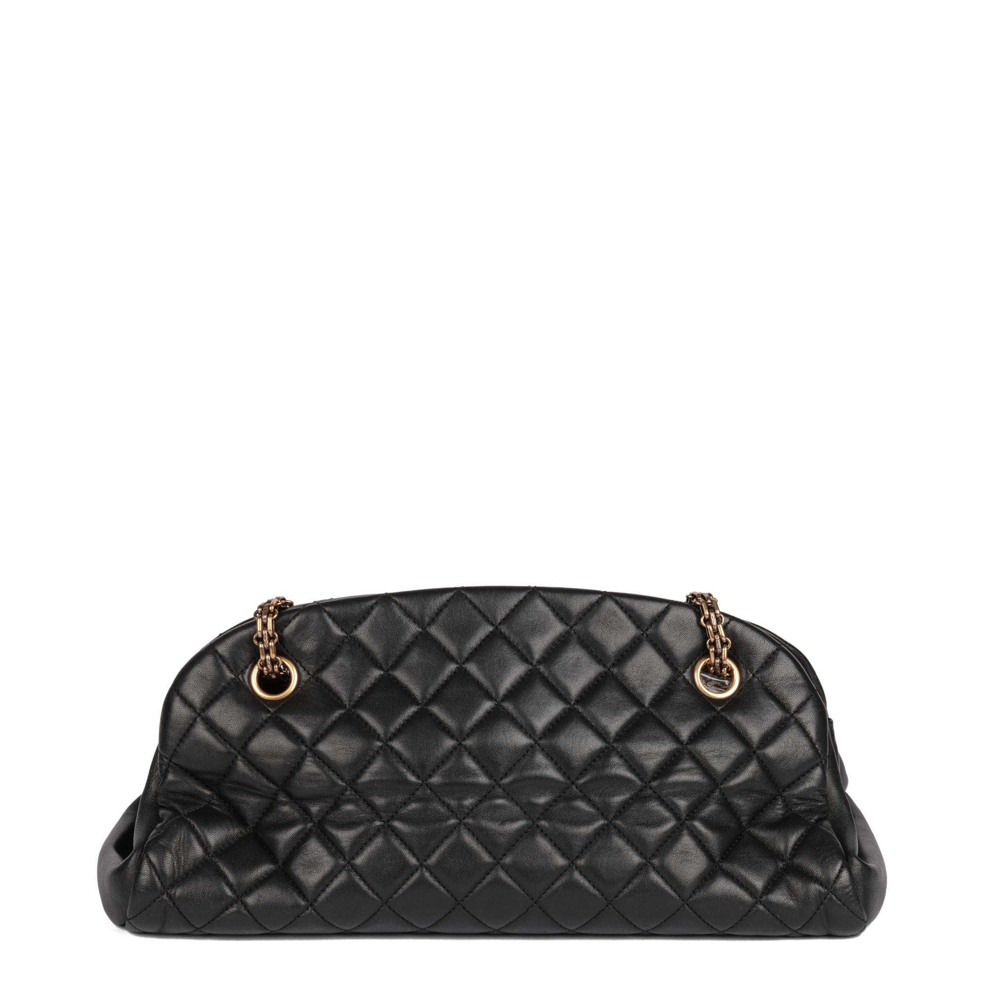 CHANEL Black Quilted Lambskin Just Mademoiselle Bowling Bag 1