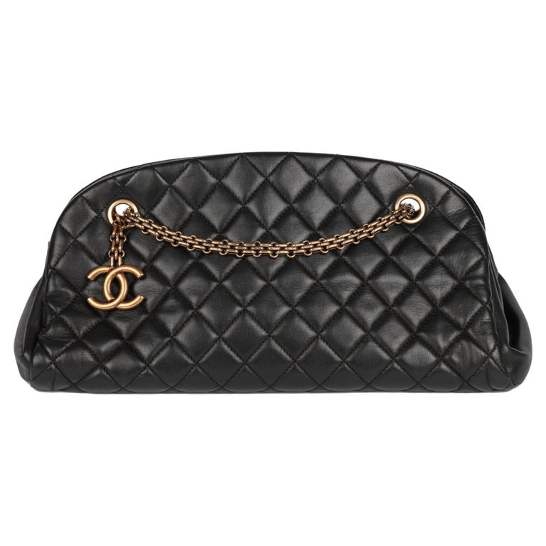 CHANEL Black Quilted Lambskin Just Mademoiselle Bowling Bag at 1stDibs