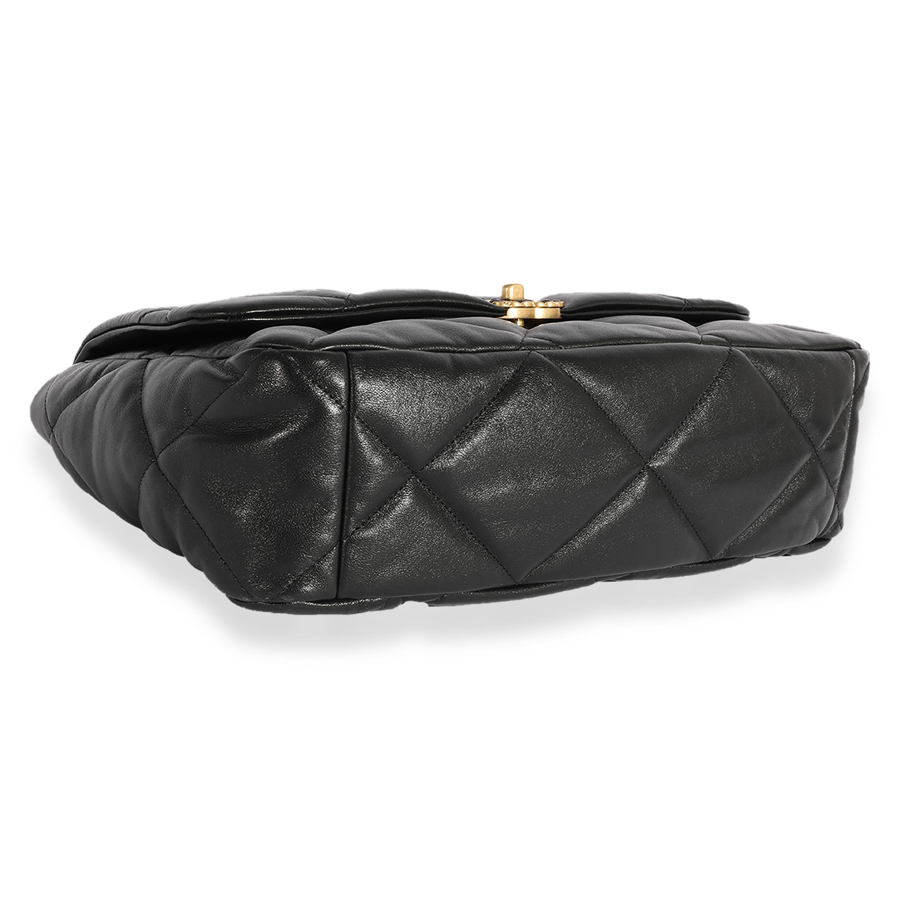 Chanel Black Quilted Lambskin Large Chanel 19 Flap Bag In Excellent Condition In New York, NY