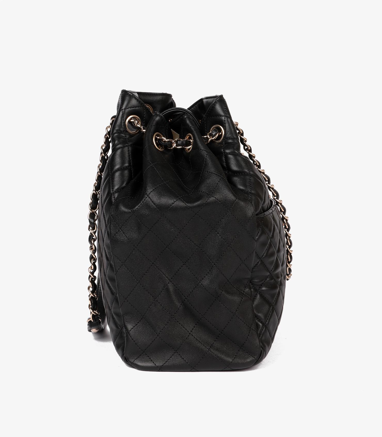 Chanel Black Quilted Lambskin Large Classic Bucket Bag In Excellent Condition In Bishop's Stortford, Hertfordshire