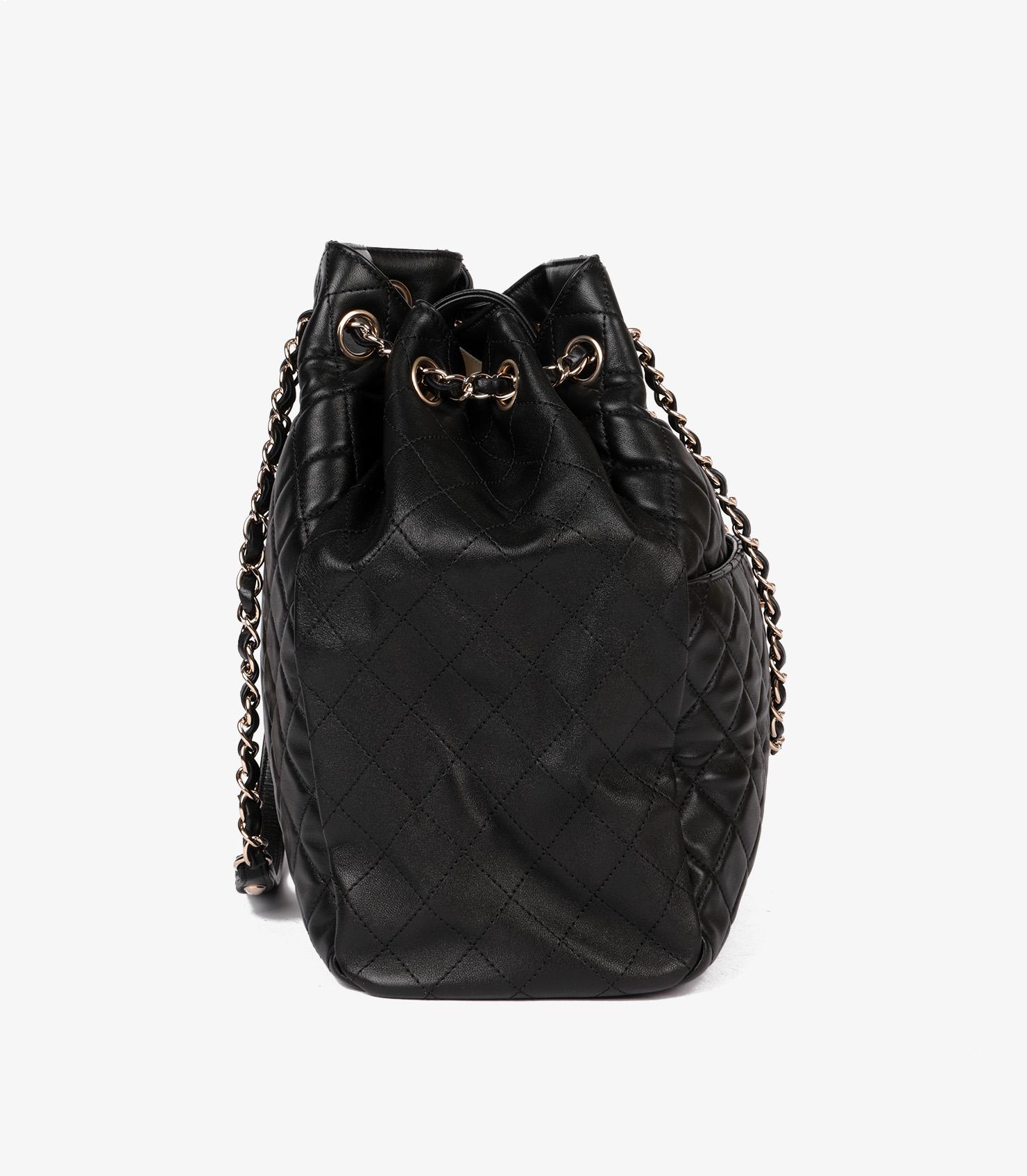 Women's Chanel Black Quilted Lambskin Large Classic Bucket Bag