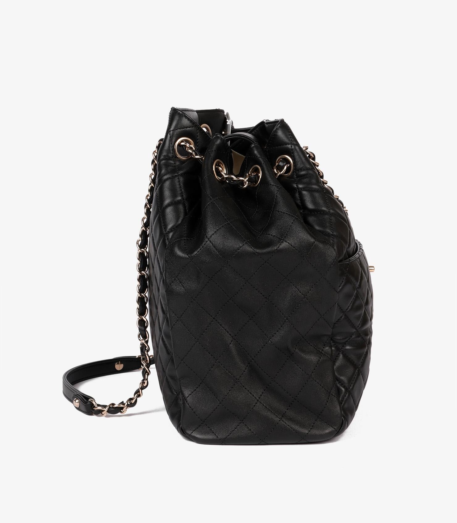 Women's Chanel Black Quilted Lambskin Large Classic Bucket Bag For Sale