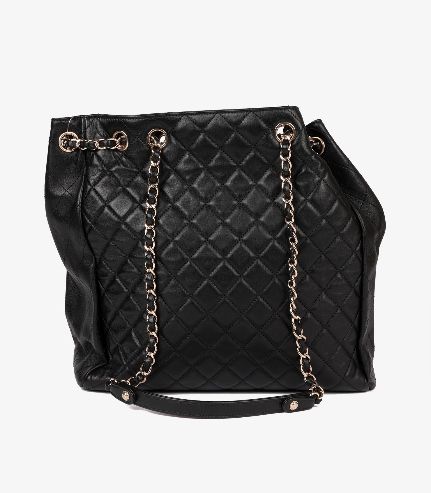 Chanel Black Quilted Lambskin Large Classic Bucket Bag For Sale 1