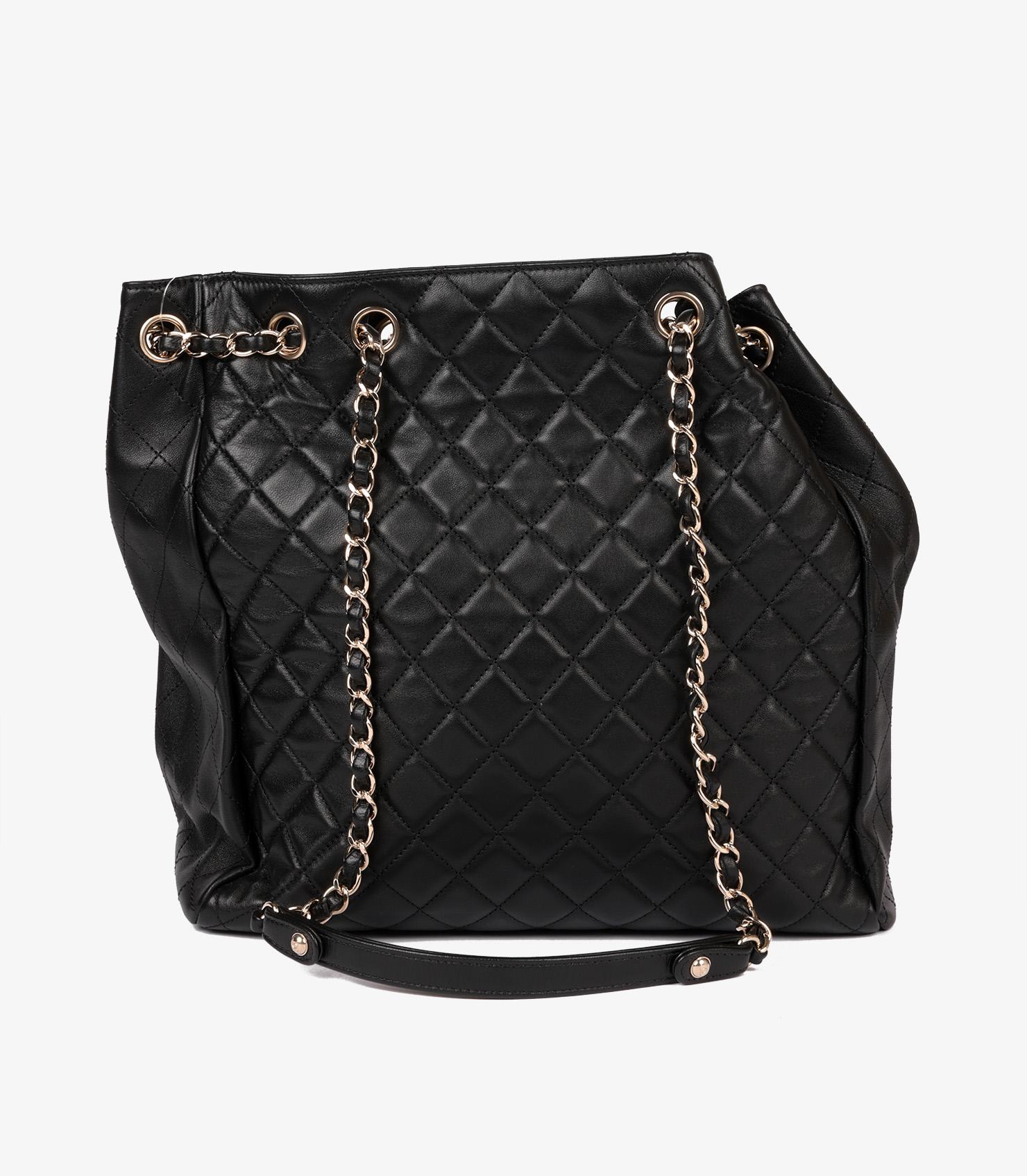 Chanel Black Quilted Lambskin Large Classic Bucket Bag 2