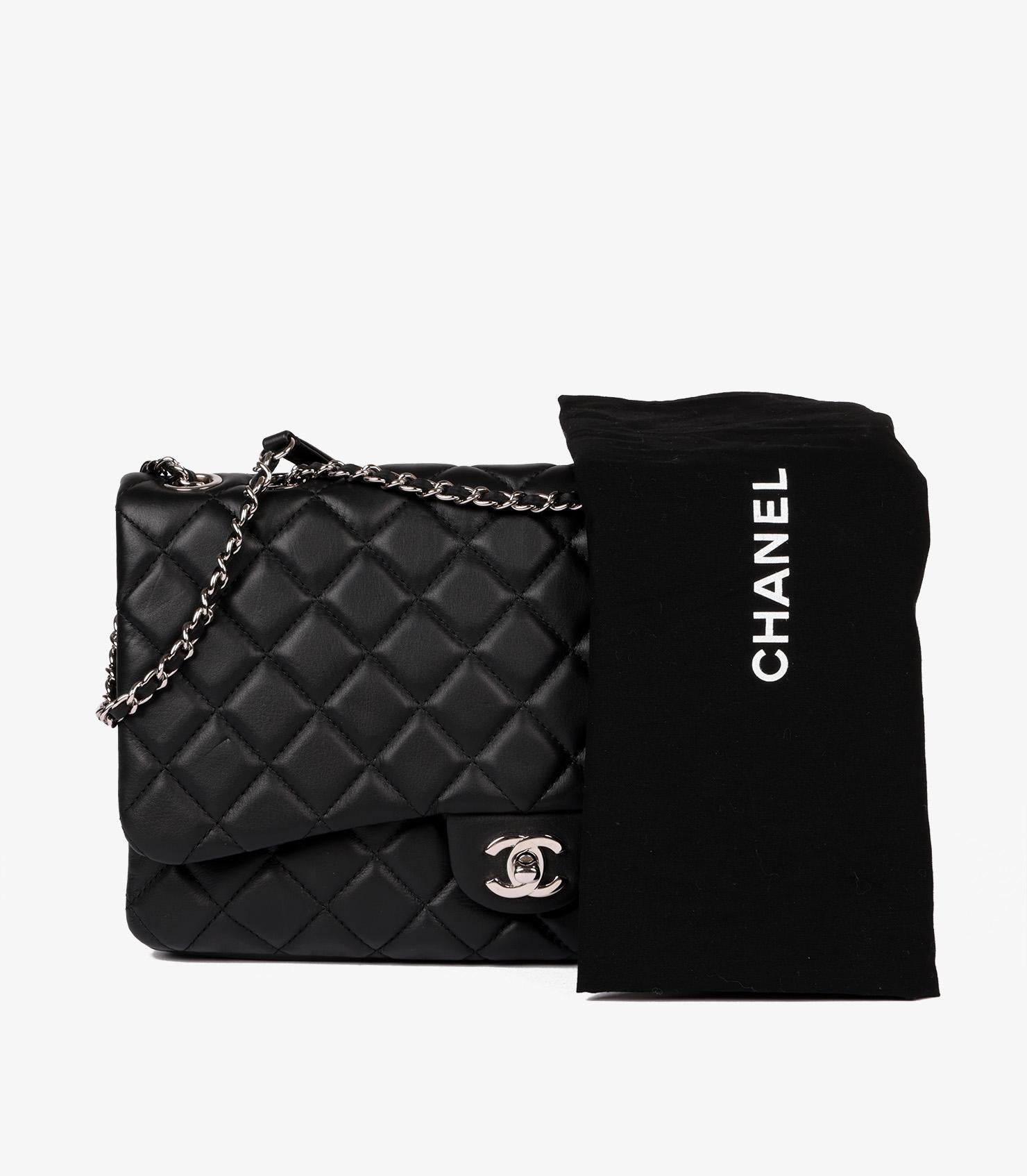 Chanel Black Quilted Lambskin Large Classic Single Flap Bag With Zip Pocket 7