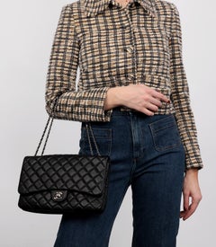Chanel Black Quilted Lambskin Large Classic Single Flap Bag With Zip Pocket