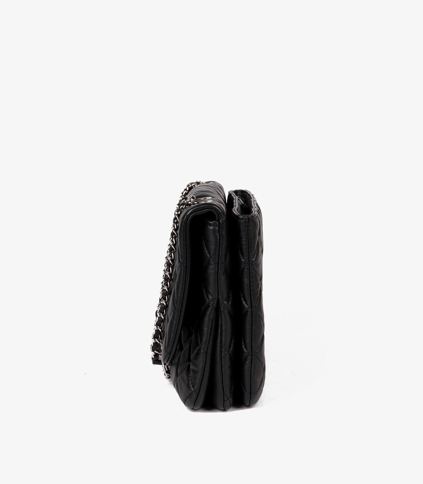 Women's or Men's Chanel Black Quilted Lambskin Large Classic Single Flap Bag With Zip Pocket